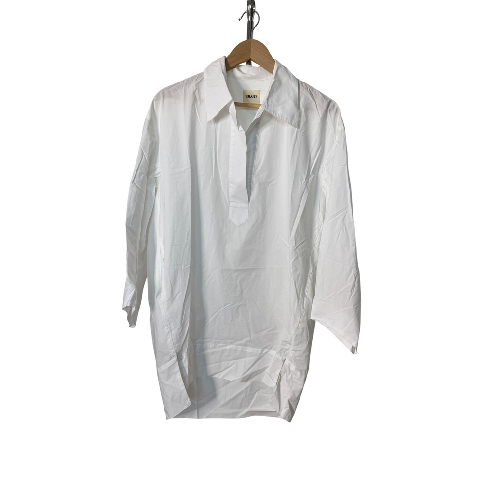 Khaite Kal Dress White Poplin Cotton Mini Shirt Dress 2 - Picture 3 of 8
